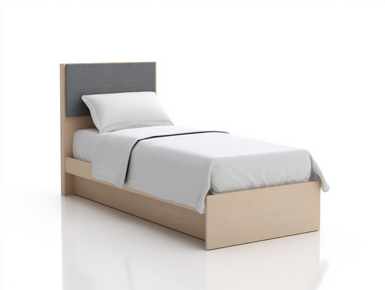 Camas individuales madera y tela 205x100x105 cm - Beige-Gris - Diseño nórdico-Hasoljahome