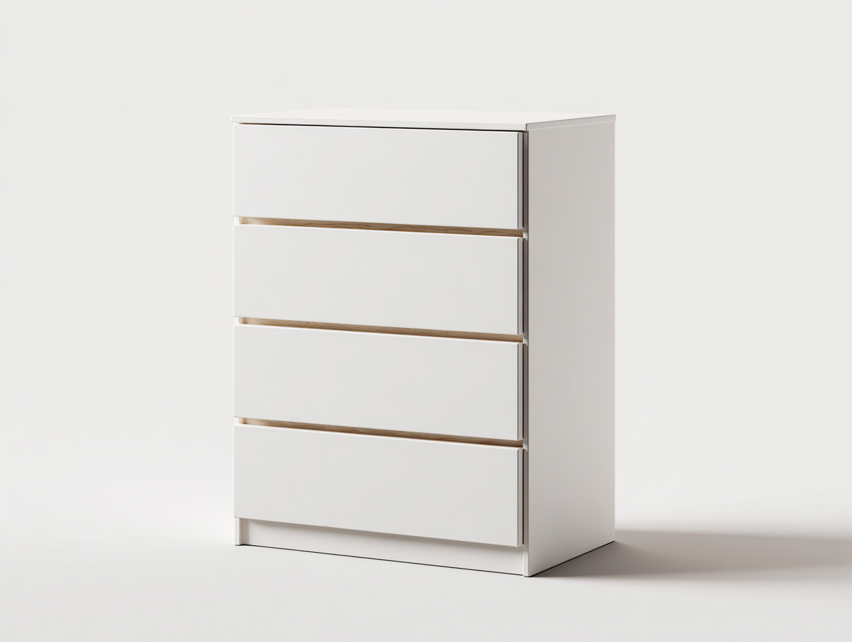 Cómodas 78x40x98 cm - madera blanca con 4 cajones - diseño moderno para dormitorio-Hasoljahome