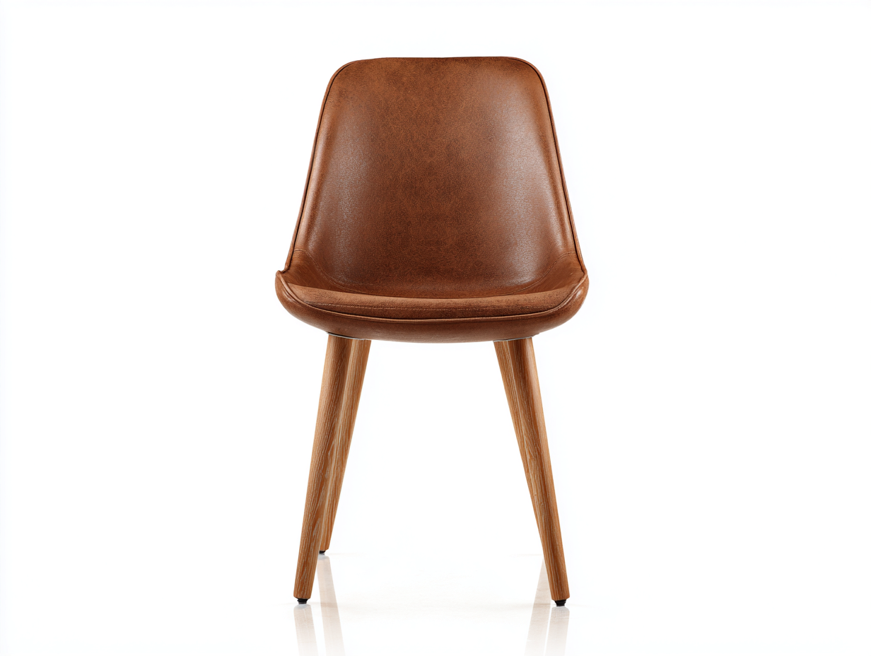 Sillas de comedor 47x53x84 cm - polipiel marrón y patas de madera - diseño moderno para comedor-Hasoljahome
