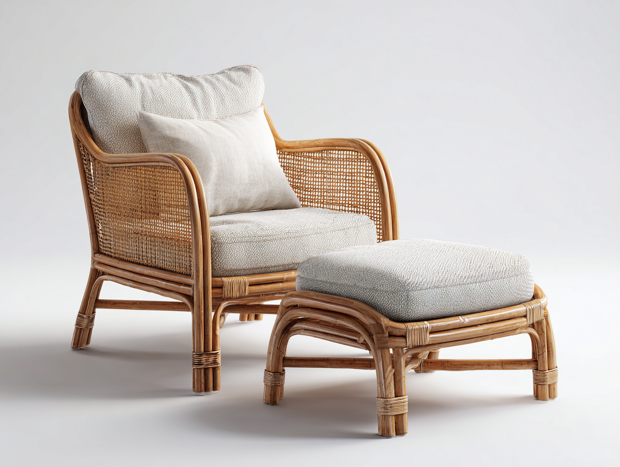 Sillones de ratán ratán natural 94x88x98 cm - Marrón-Beige - Diseño relajante-Hasoljahome