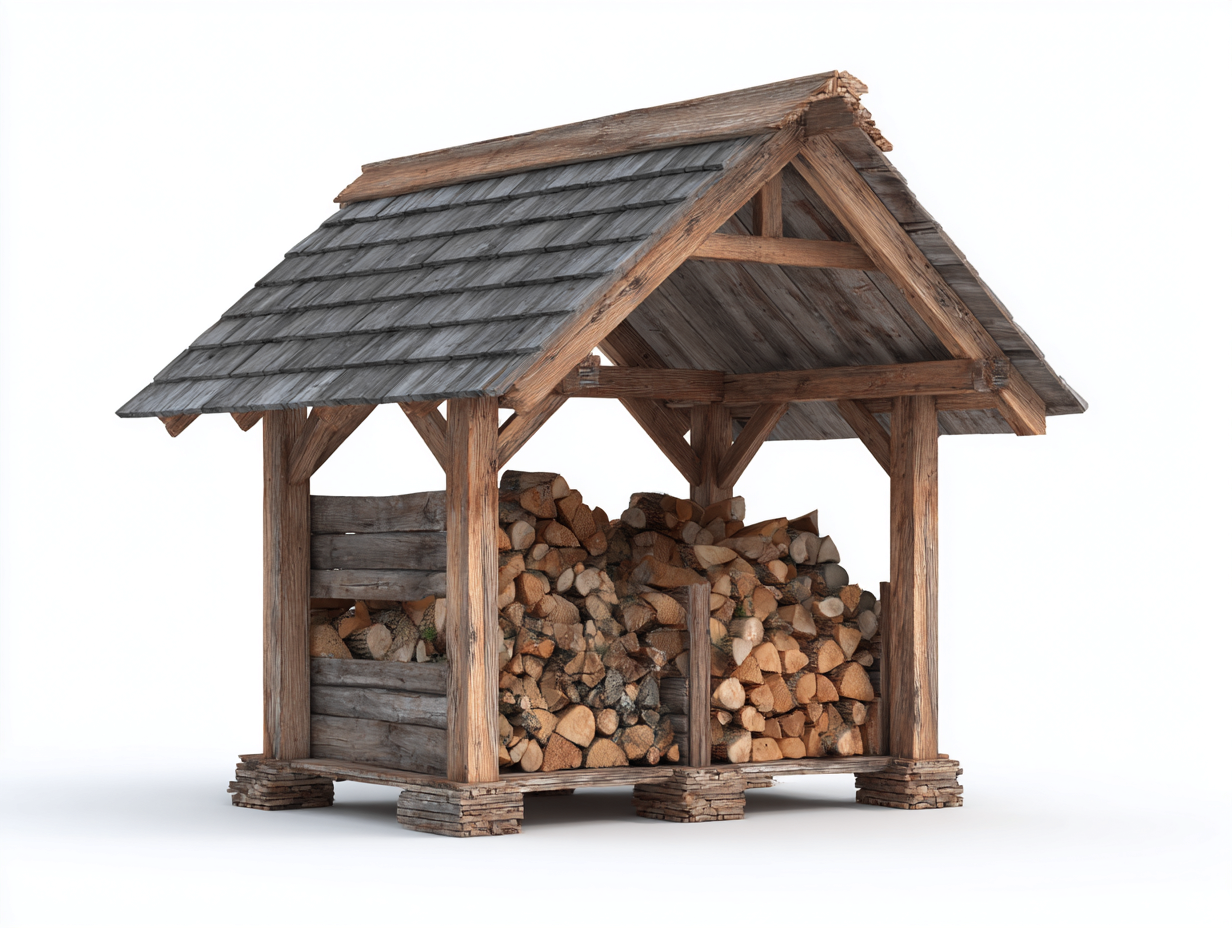 Leñero de exterior madera maciza 185x90x170 cm - Marrón - Estilo rústico-Hasoljahome