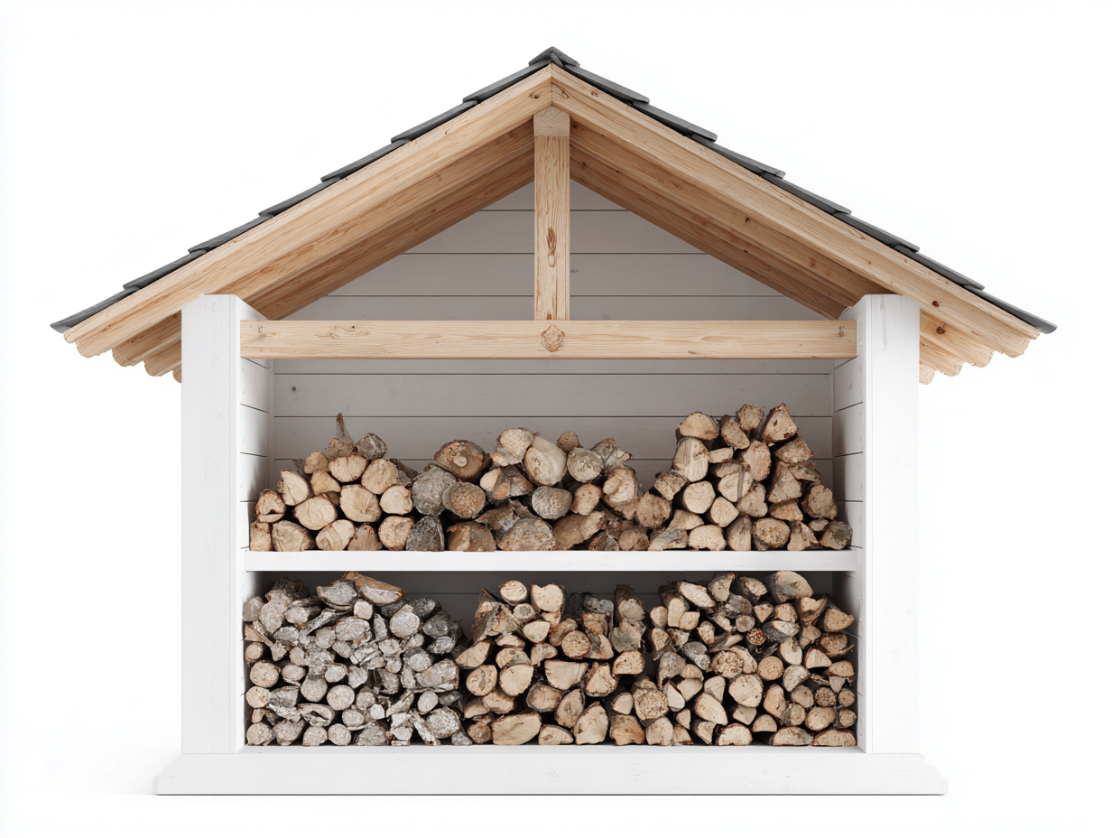 Leñero de exterior madera 190x80x165 cm - Blanco-Gris - Diseño nórdico-Hasoljahome