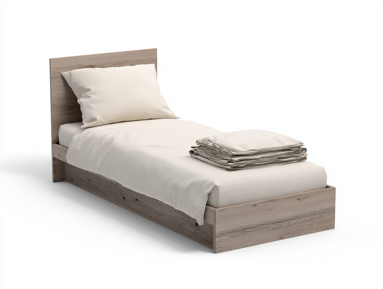 Camas individuales 200x90x82 cm - madera marrón claro con estructura baja - diseño natural para dormitorio-Hasoljahome