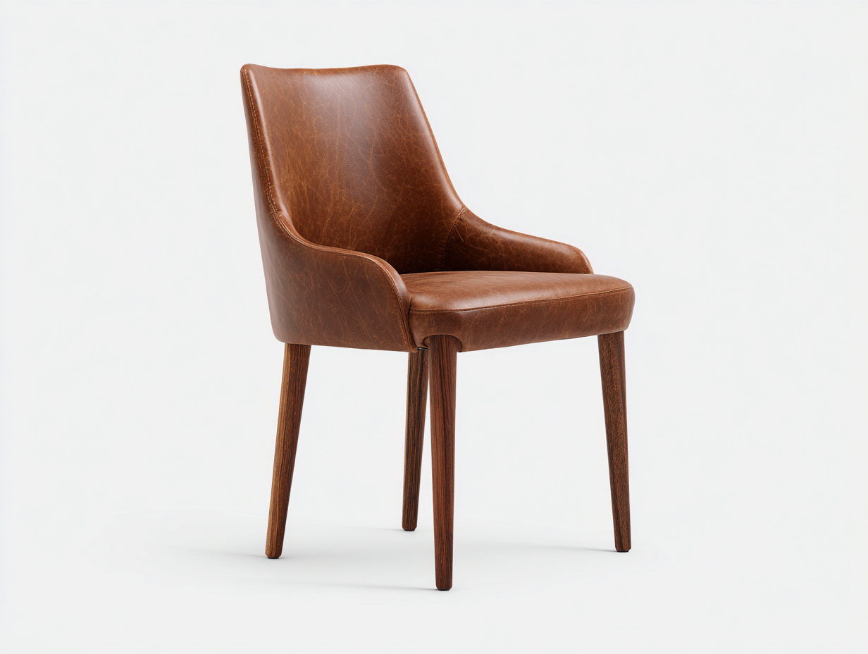 Sillas de comedor 58x55x88 cm - cuero sintético marrón y patas de madera - diseño vintage para comedor-Hasoljahome