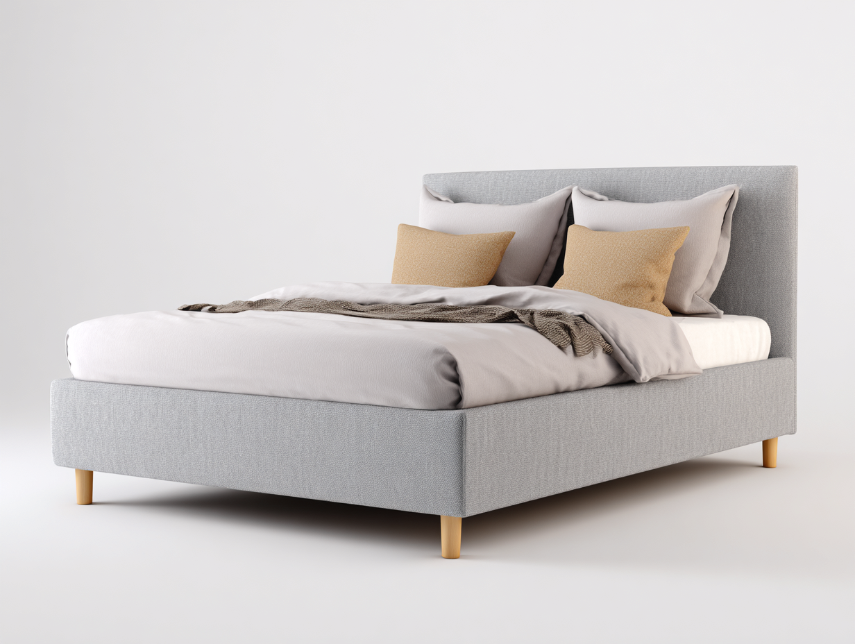 Camas dobles tapizadas tela 210x170x110 cm - Gris claro - Diseño moderno-Hasoljahome