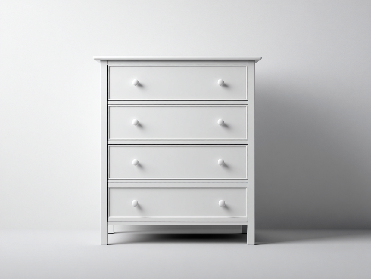Cómodas 82x42x95 cm - madera blanca con 4 cajones - diseño clásico para dormitorio-Hasoljahome