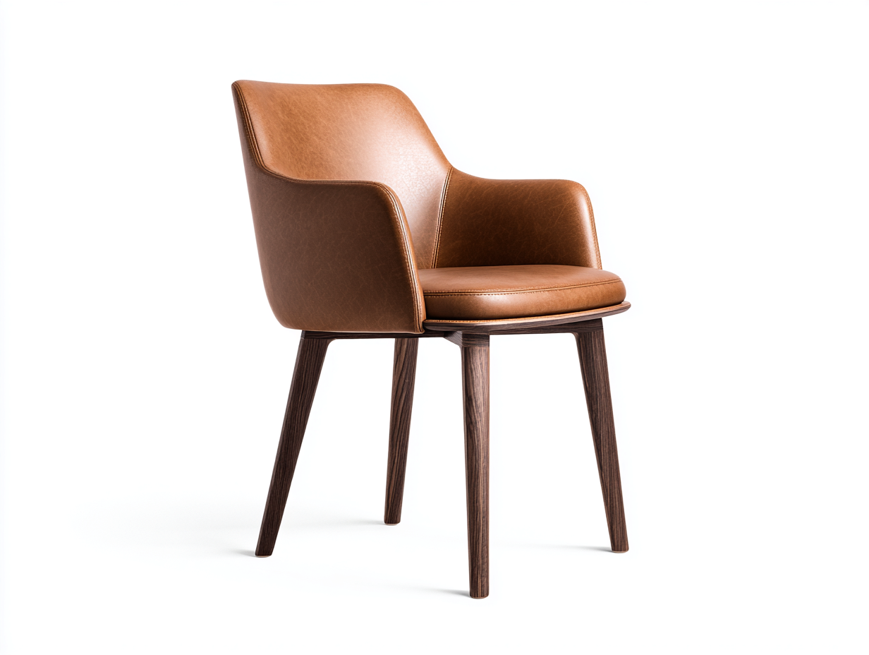 Sillas de comedor 60x56x88 cm - cuero sintético marrón y patas de madera oscura - diseño moderno para comedor-Hasoljahome