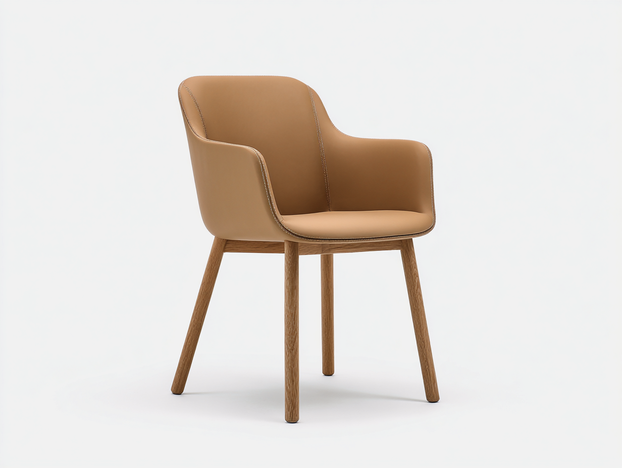 Sillas de comedor piel sintética 56x59x82 cm - Beige camel - Diseño nórdico-Hasoljahome