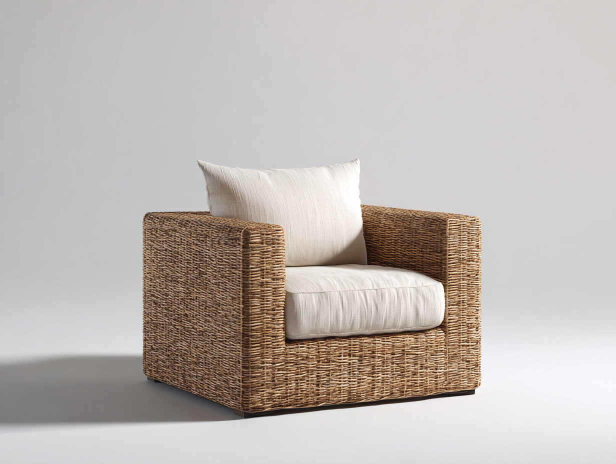 Sillones de ratán ratán natural 90x86x80 cm - Marrón-Beige - Diseño elegante-Hasoljahome