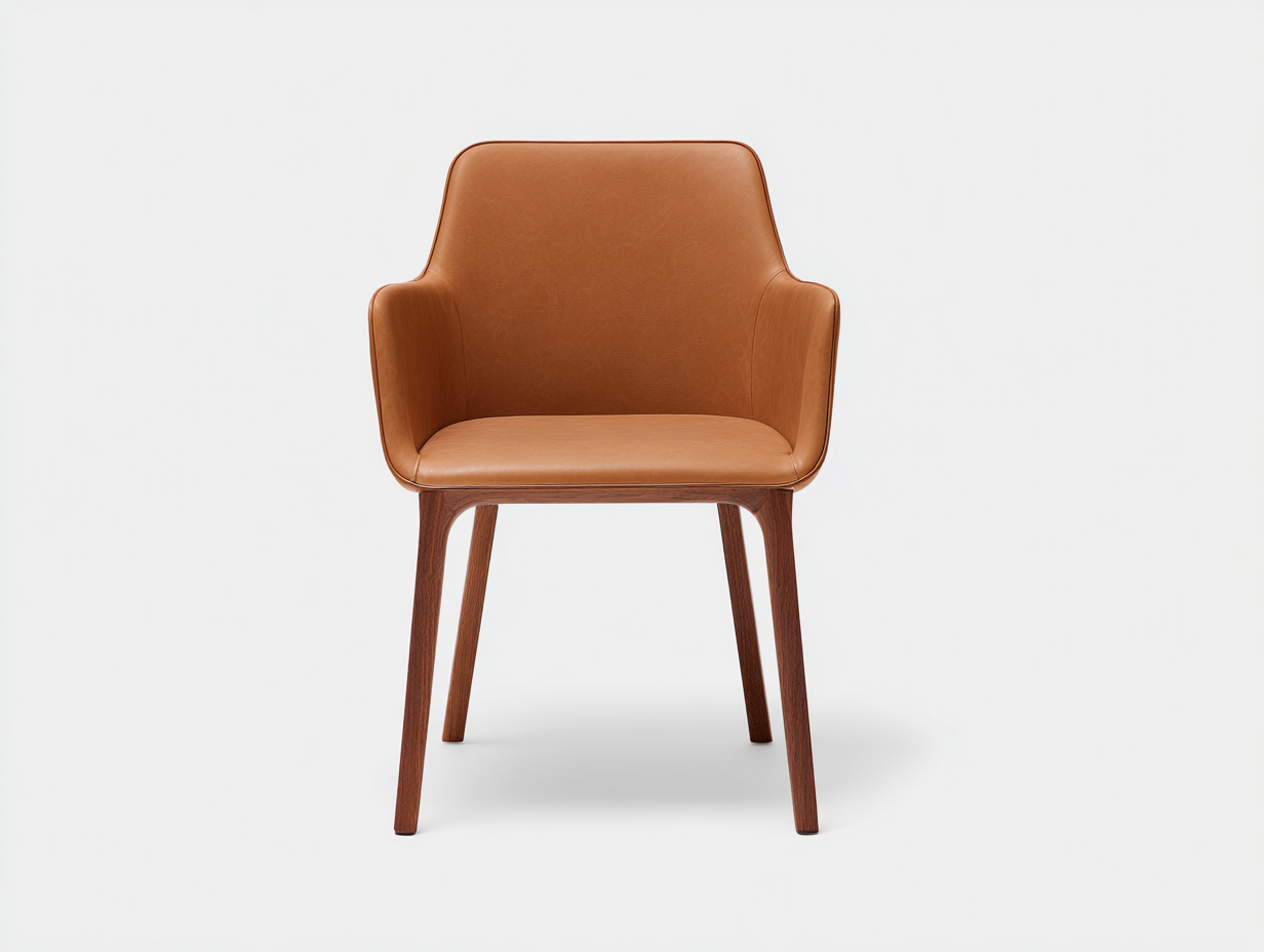 Sillas de comedor 60x56x86 cm - cuero sintético marrón y patas de madera - diseño moderno para comedor-Hasoljahome