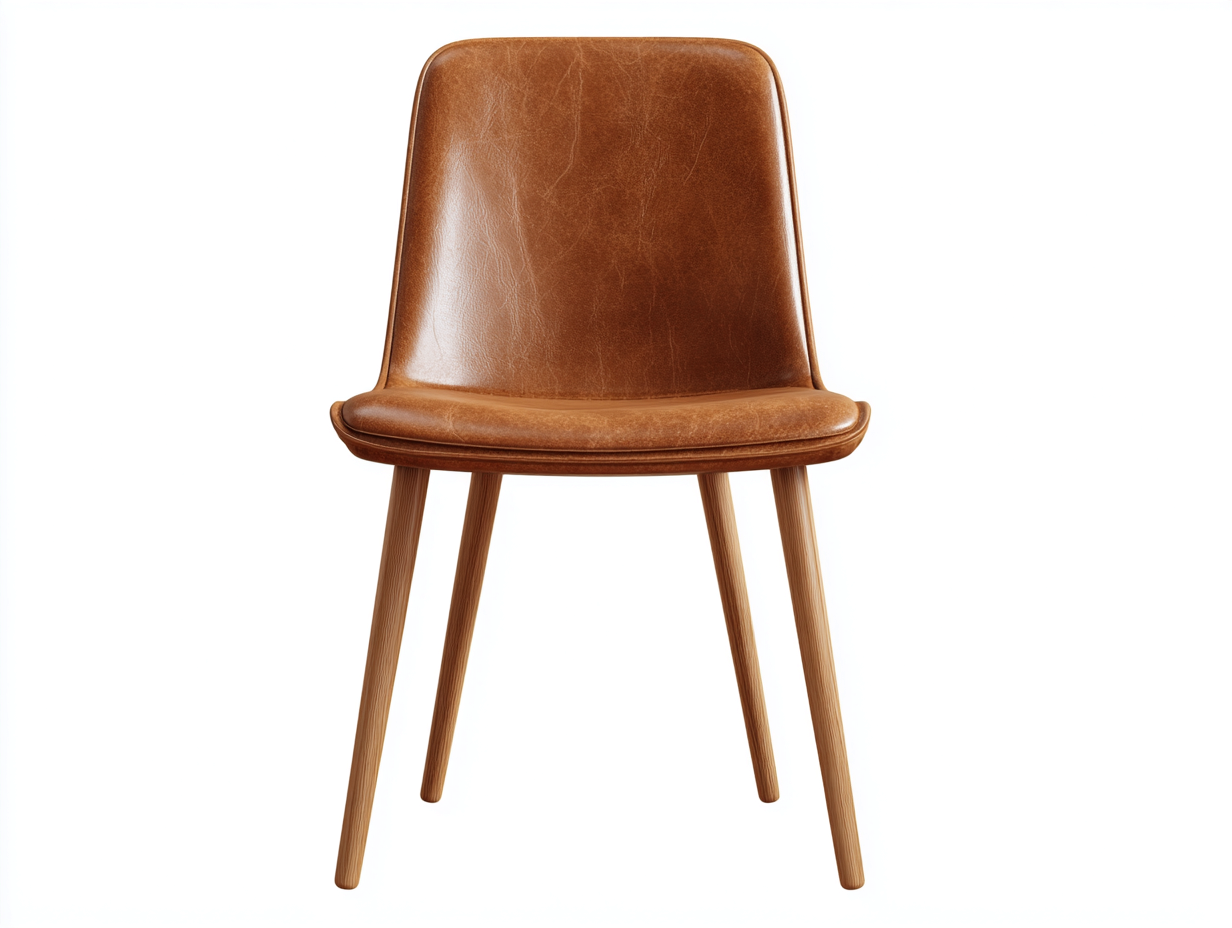 Sillas de comedor 47x52x84 cm - polipiel marrón y patas de madera - diseño moderno para comedor-Hasoljahome