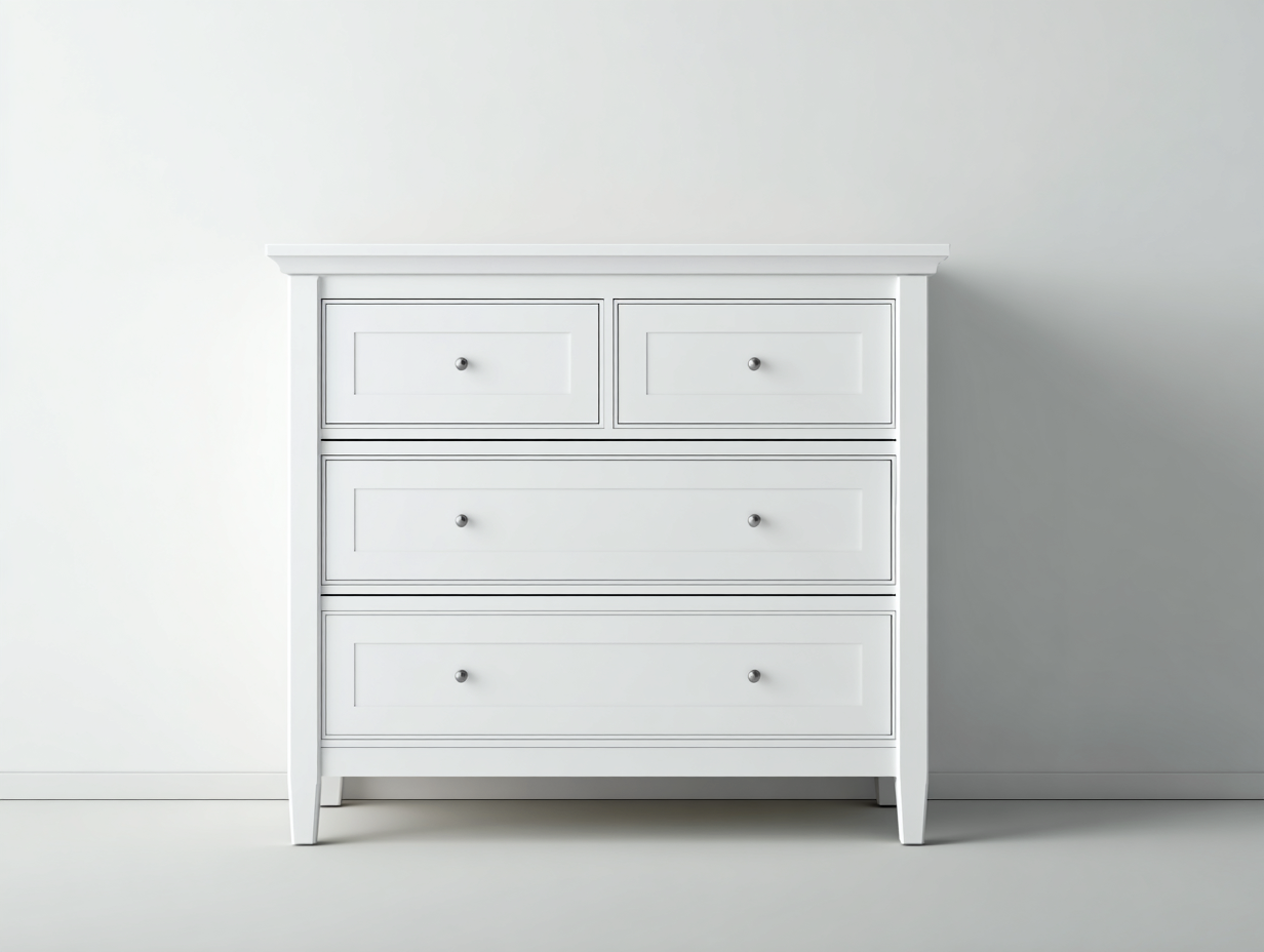 Cómodas blancas 90x45x85 cm para dormitorio - diseño clásico con 4 cajones-Hasoljahome