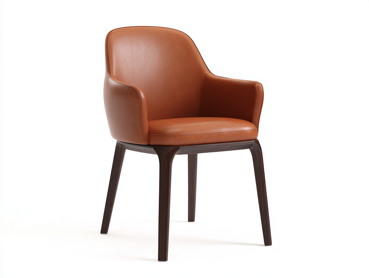 Sillas de comedor tapizadas en cuero sintético 58x60x84 cm - marrón coñac-nogal oscuro - con reposabrazos y diseño elegante para comedor-Hasoljahome