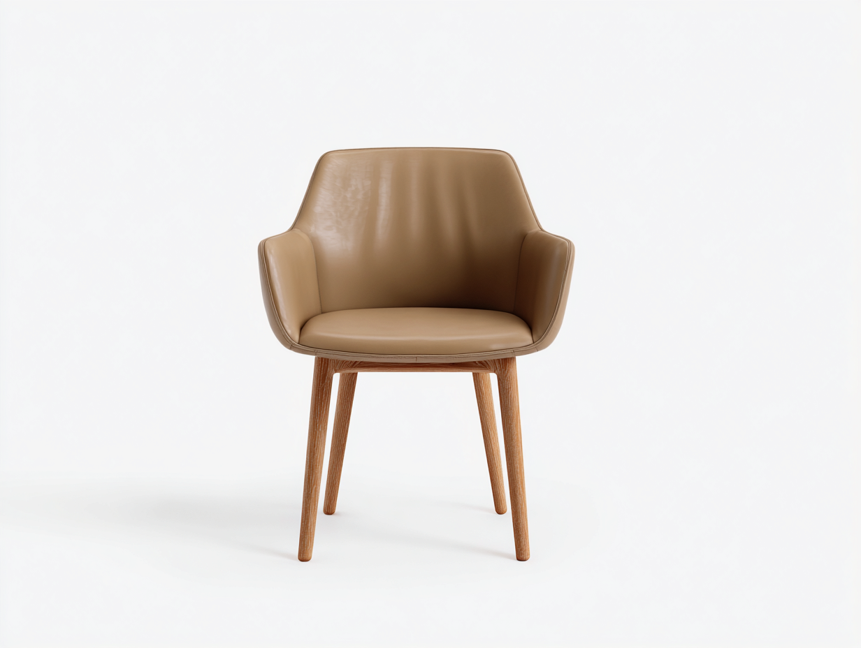 Sillas de comedor 58x55x85 cm - cuero sintético beige y patas de madera - diseño moderno para comedor-Hasoljahome