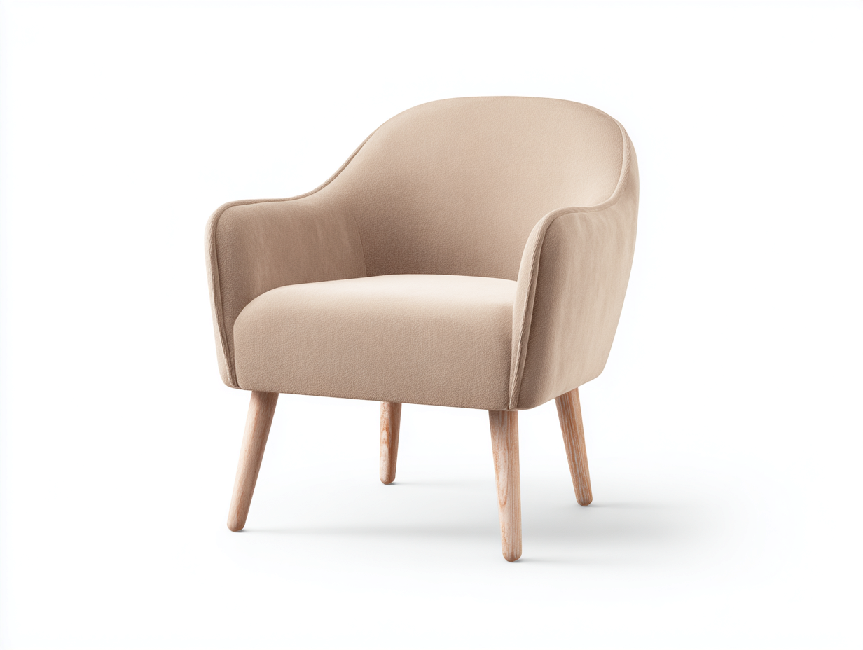Sillones de tela con patas de madera 80x72x78 cm - Beige-Madera natural - diseño moderno para salón-Laviagahome