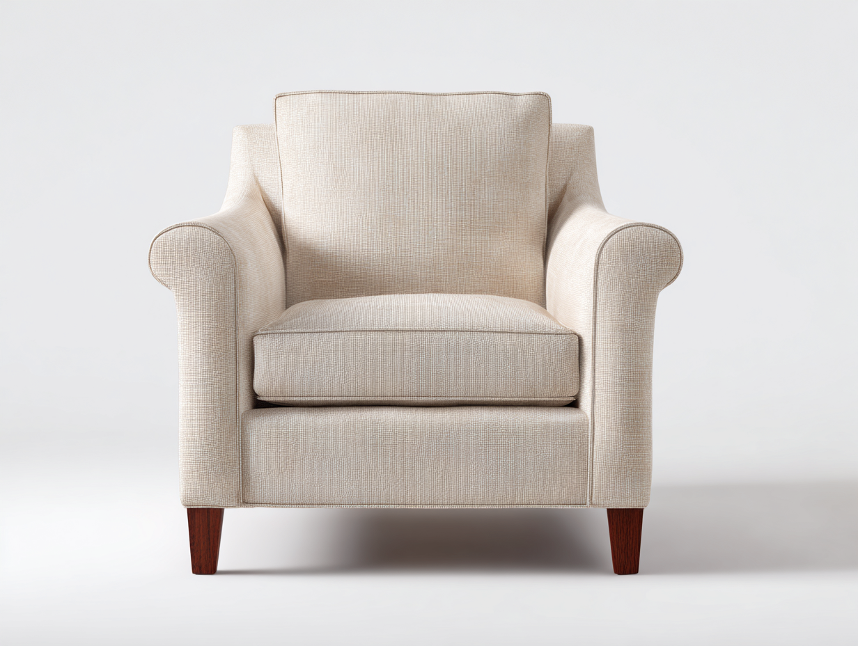 Sillones tapizados de tela 86x82x88 cm - beige y marrón - diseño clásico con brazos redondeados-Laviagahome