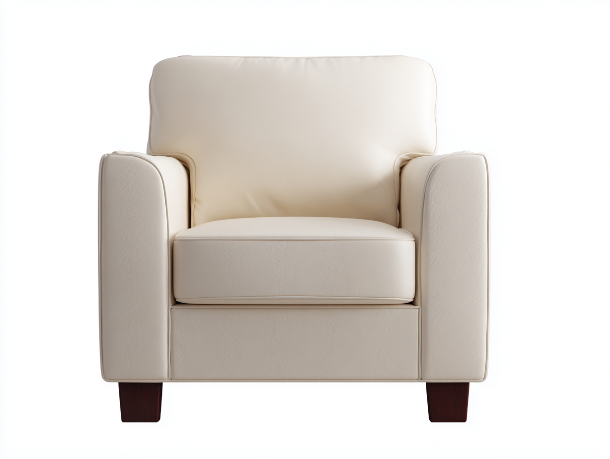 Sillones tapizados de piel sintética 88x84x90 cm - crema y marrón - diseño clásico con brazos rectos-Laviagahome