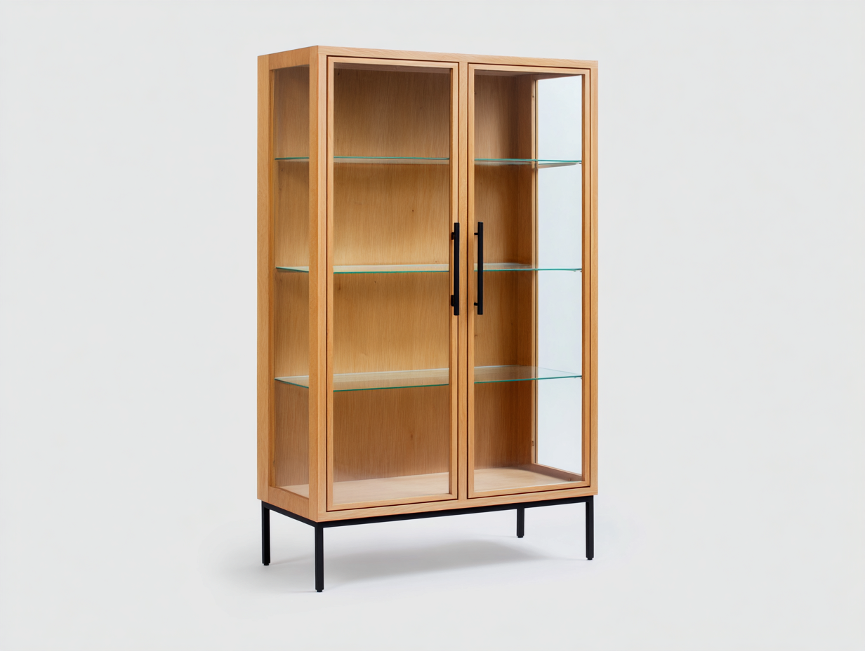 Vitrinas madera y vidrio 100x40x170 cm marrón y negro - diseño moderno-Laviagahome