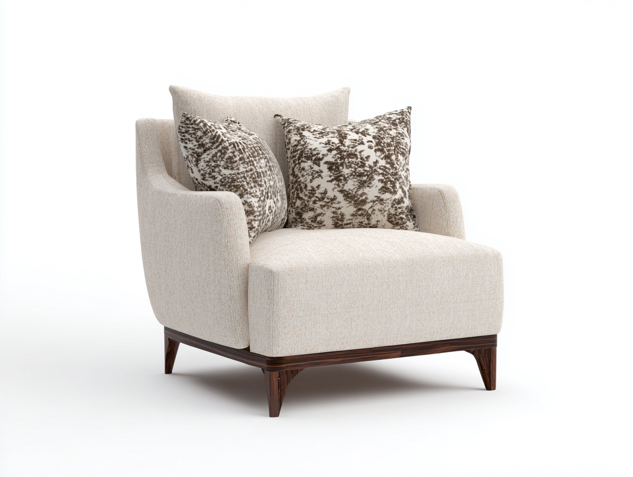Sillones tapizados de tela 84x82x86 cm - beige y marrón oscuro - diseño moderno con base elevada-Laviagahome
