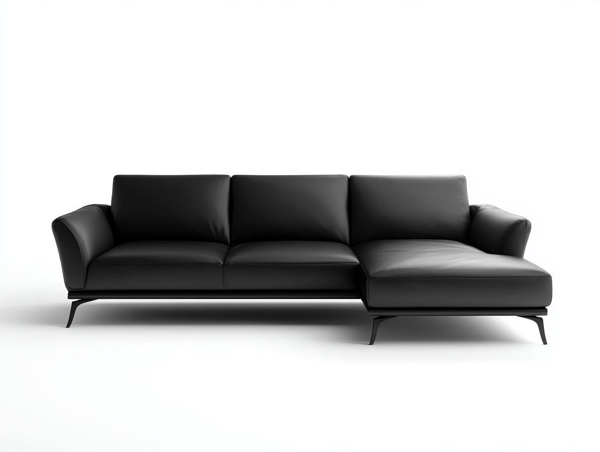 Sofás de esquina de cuero sintético 285x170x76 cm - Negro - diseño moderno para salón-Laviagahome