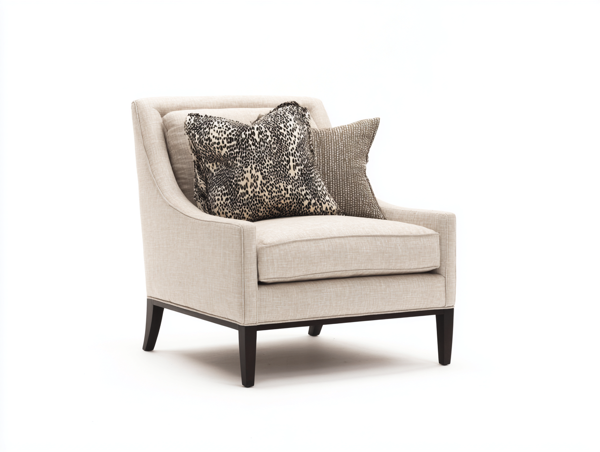 Sillones tapizados de tela 78x80x84 cm - beige y negro - diseño moderno con brazos curvos-Laviagahome
