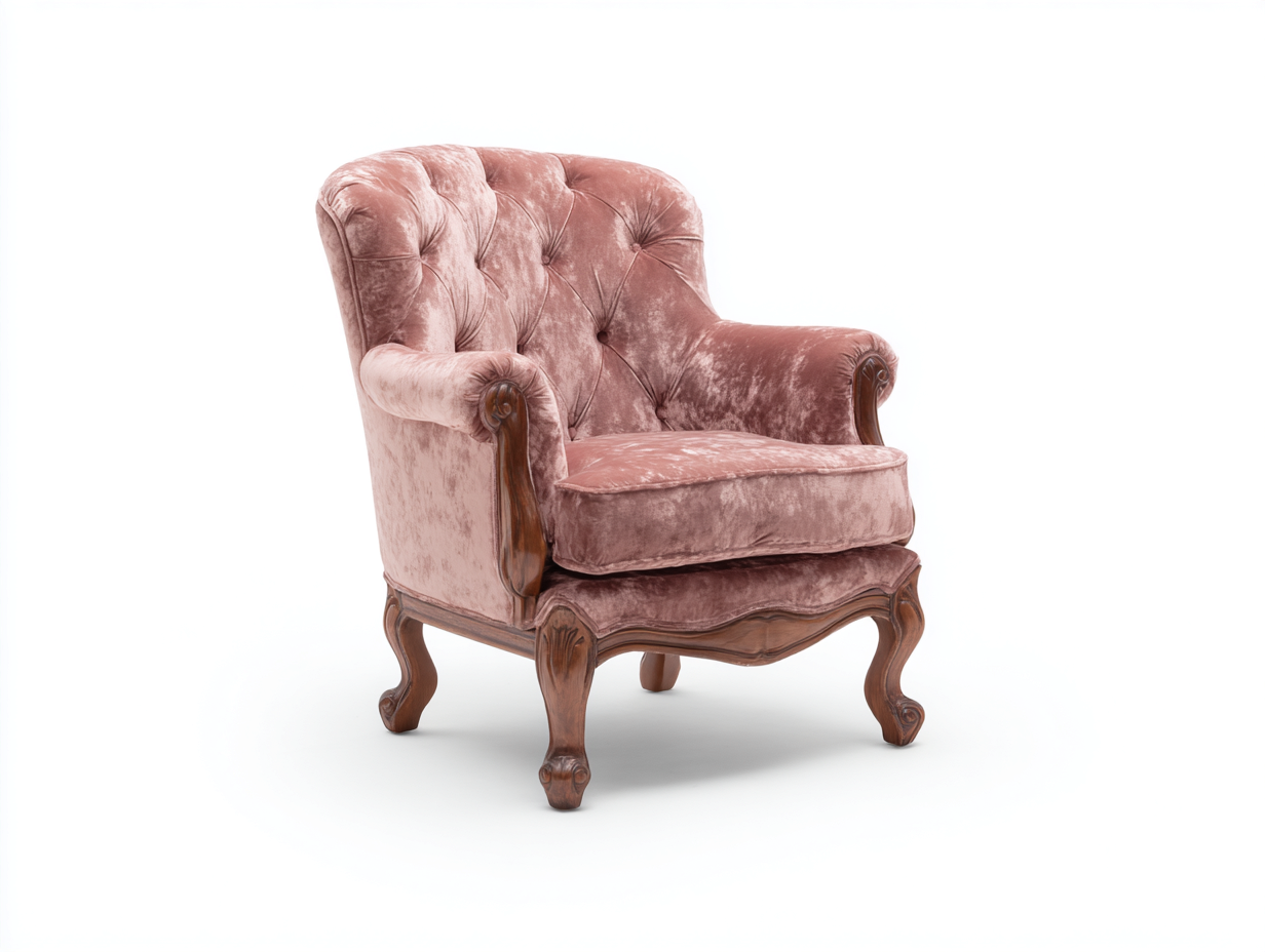 Sillones tapizados de terciopelo 78x82x96 cm - rosa y marrón - diseño clásico capitoné-Laviagahome