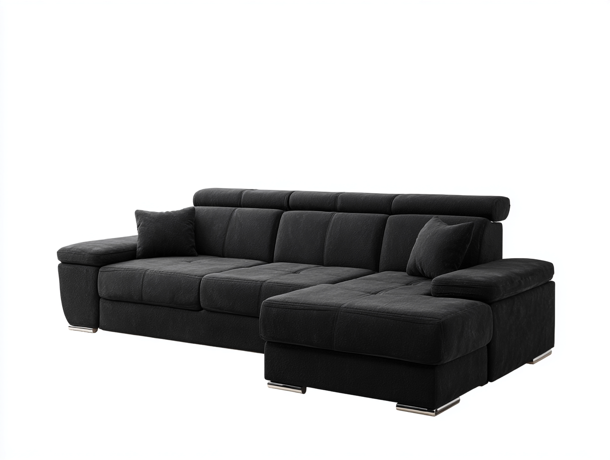 Sofás de esquina de tela 300x180x78 cm - Negro - diseño moderno para salón-Laviagahome