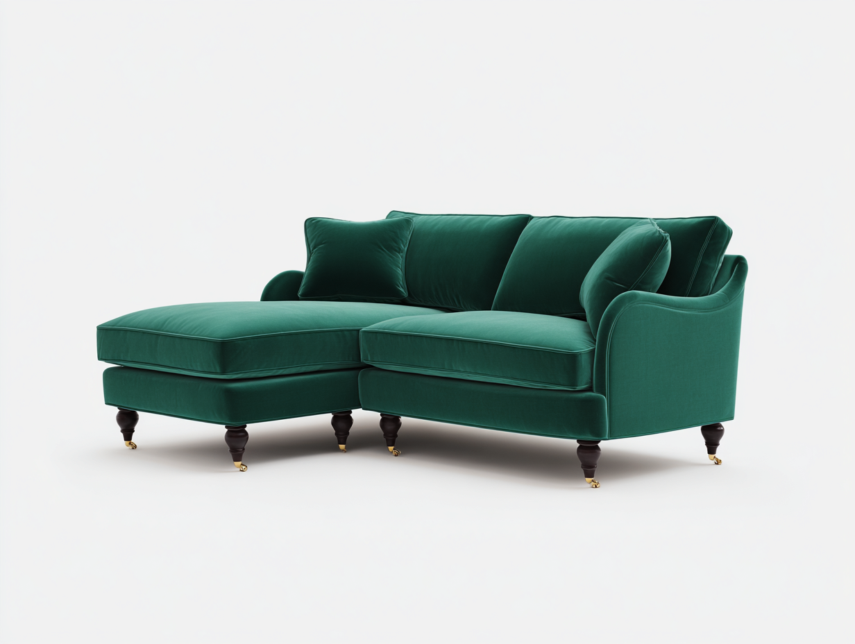 Sofás de esquina terciopelo 230x160x86 cm verde y marrón - diseño elegante-Laviagahome