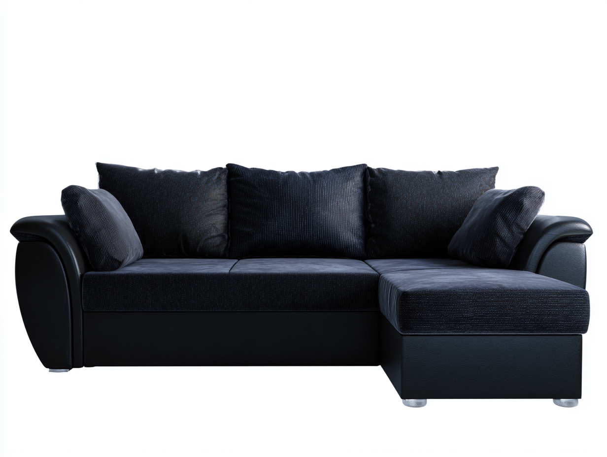 Sofás de esquina terciopelo y cuero sintético 238x160x86 cm negro - diseño contemporáneo-Laviagahome