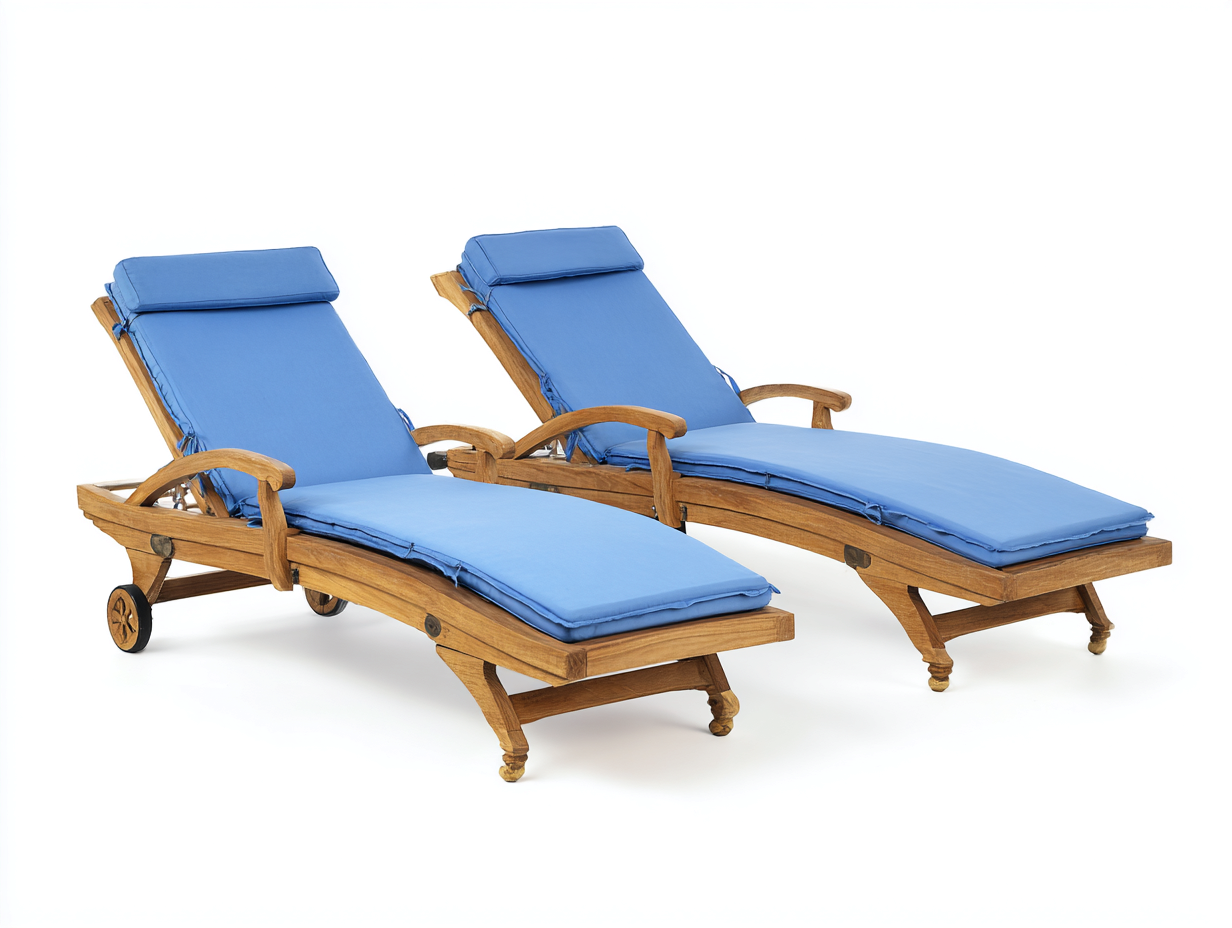 Tumbonas de madera con ruedas 200x72x90 cm - marrón-azul - diseño reclinable para jardín-Laviagahome