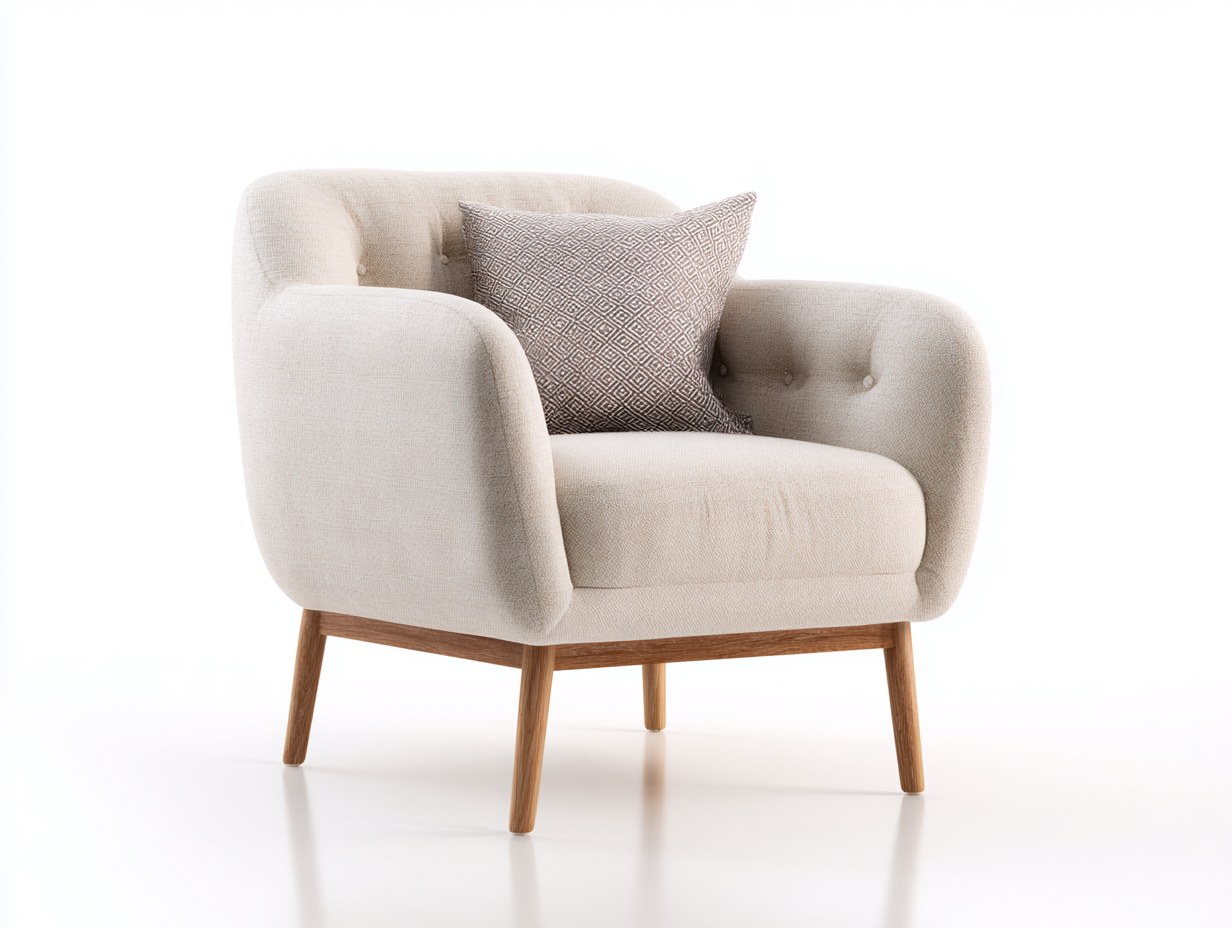 Sillones tapizados 84x78x85 cm - beige-marrón - diseño acolchado para salón-Laviagahome