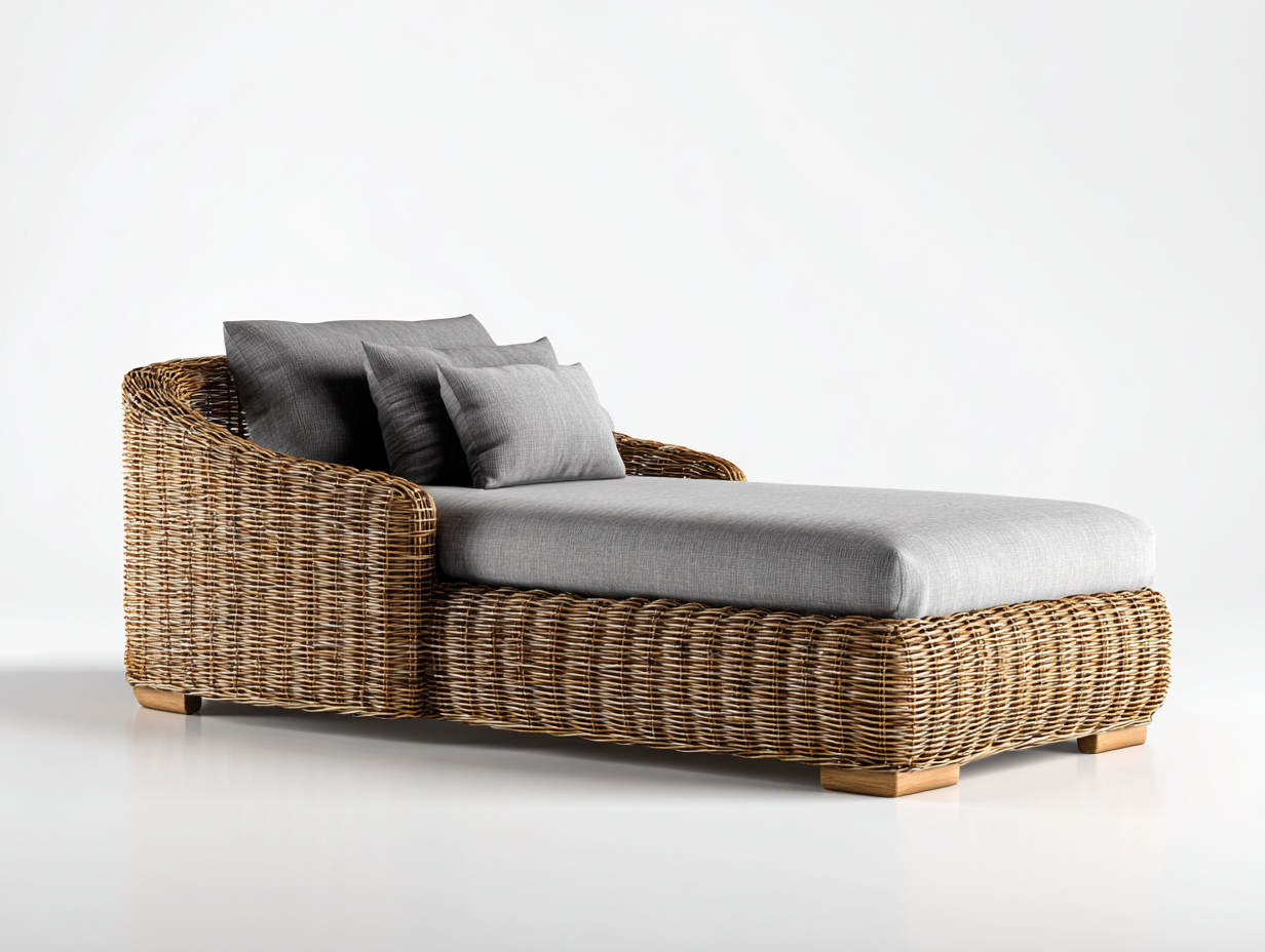Tumbonas de ratán 190x80x82 cm - marrón-gris - diseño reclinado para terraza-Laviagahome
