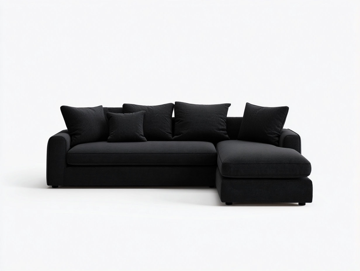 Sofás de esquina de tela 280x170x72 cm - Negro - diseño moderno para salón-Laviagahome