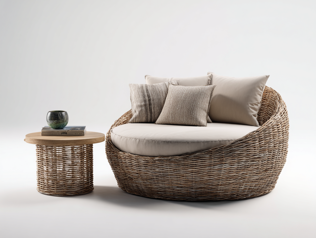 Sofás de exterior de ratán 170x90x78 cm - marrón-beige - conjunto curvo para jardín-Laviagahome