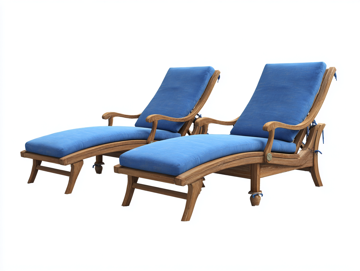 Tumbonas de madera con reposabrazos 200x70x85 cm - Madera natural-Azul - diseño reclinable para jardín-Laviagahome