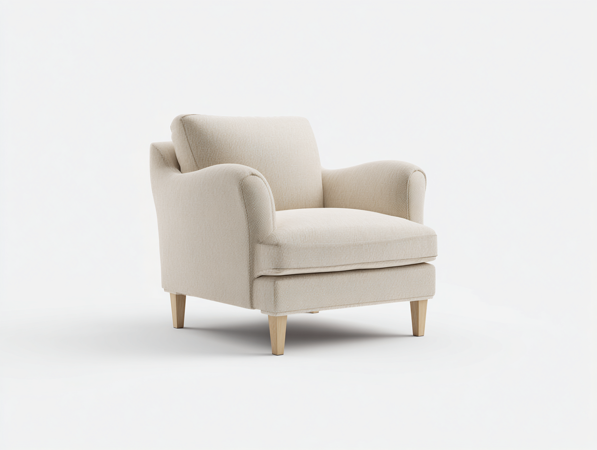 Sillones de tela con patas de madera 90x80x82 cm - Beige-Madera natural - diseño clásico para salón-Laviagahome