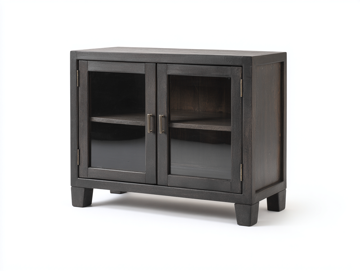 Vitrinas madera y vidrio 100x40x80 cm negro y marrón - diseño compacto-Laviagahome