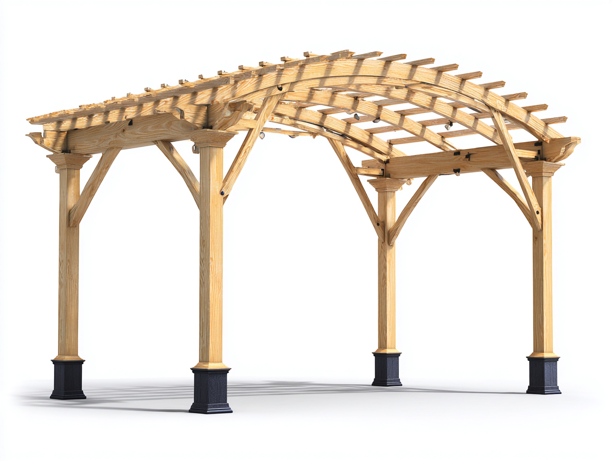 Pérgola de jardín de madera 420x300x240 cm - marrón-negro - diseño arqueado para exterior-Laviagahome