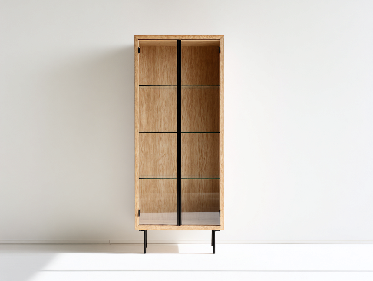 Vitrinas de madera y vidrio 80x38x180 cm - marrón-negro - diseño moderno para salón-Laviagahome