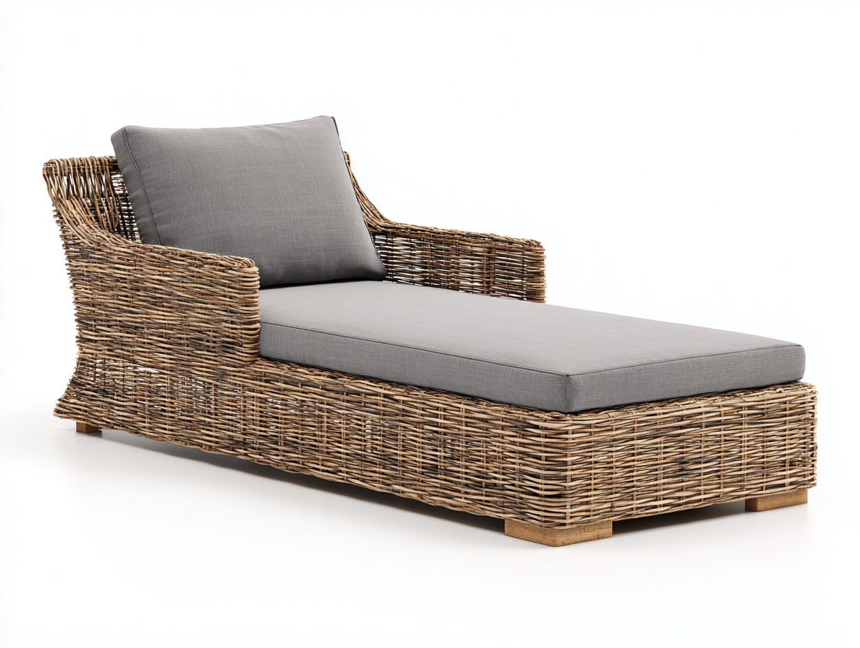 Tumbonas ratán sintético 205x78x82 cm marrón y gris - diseño con reposabrazos-Laviagahome