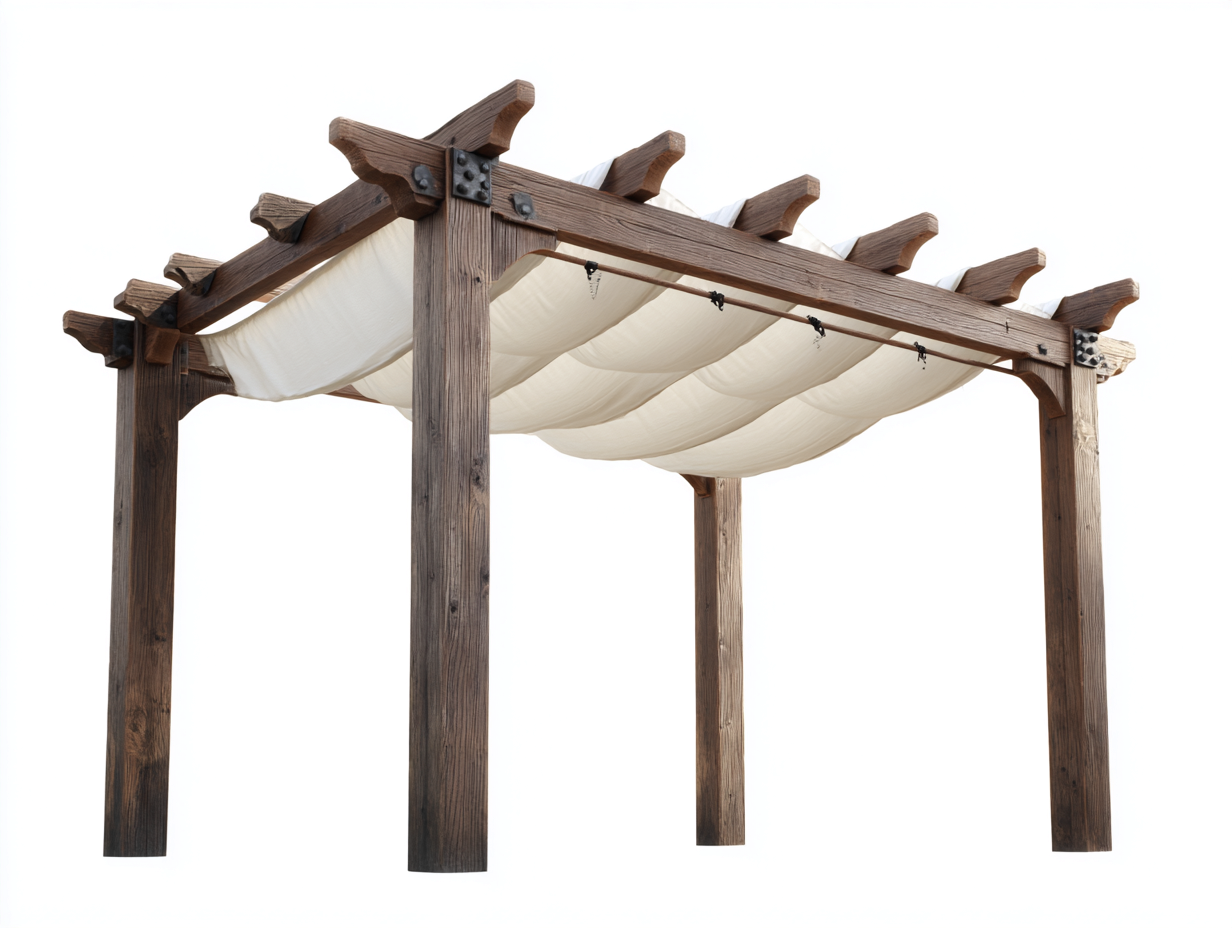 Pérgola de jardín de madera 300x250x240 cm marrón para exterior - cubierta textil estilo rústico-Laviagahome