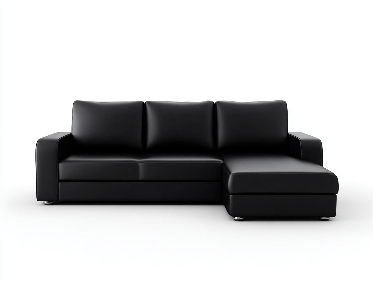 Sofás de esquina de cuero sintético 280x170x78 cm - Negro - diseño moderno para salón-Laviagahome
