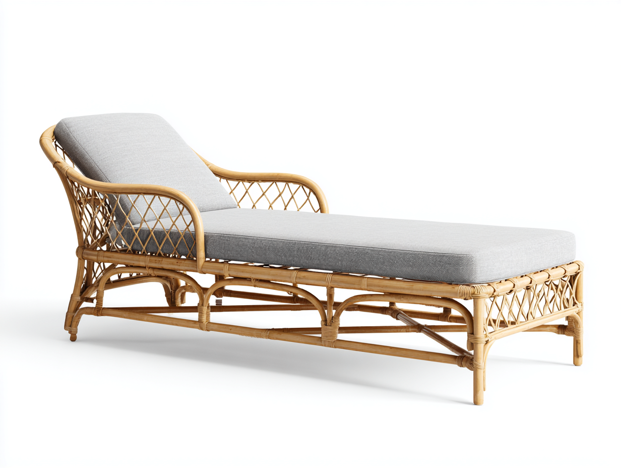 Tumbonas de ratán 190x70x82 cm - natural-gris - respaldo reclinado con reposabrazos para jardín-Laviagahome