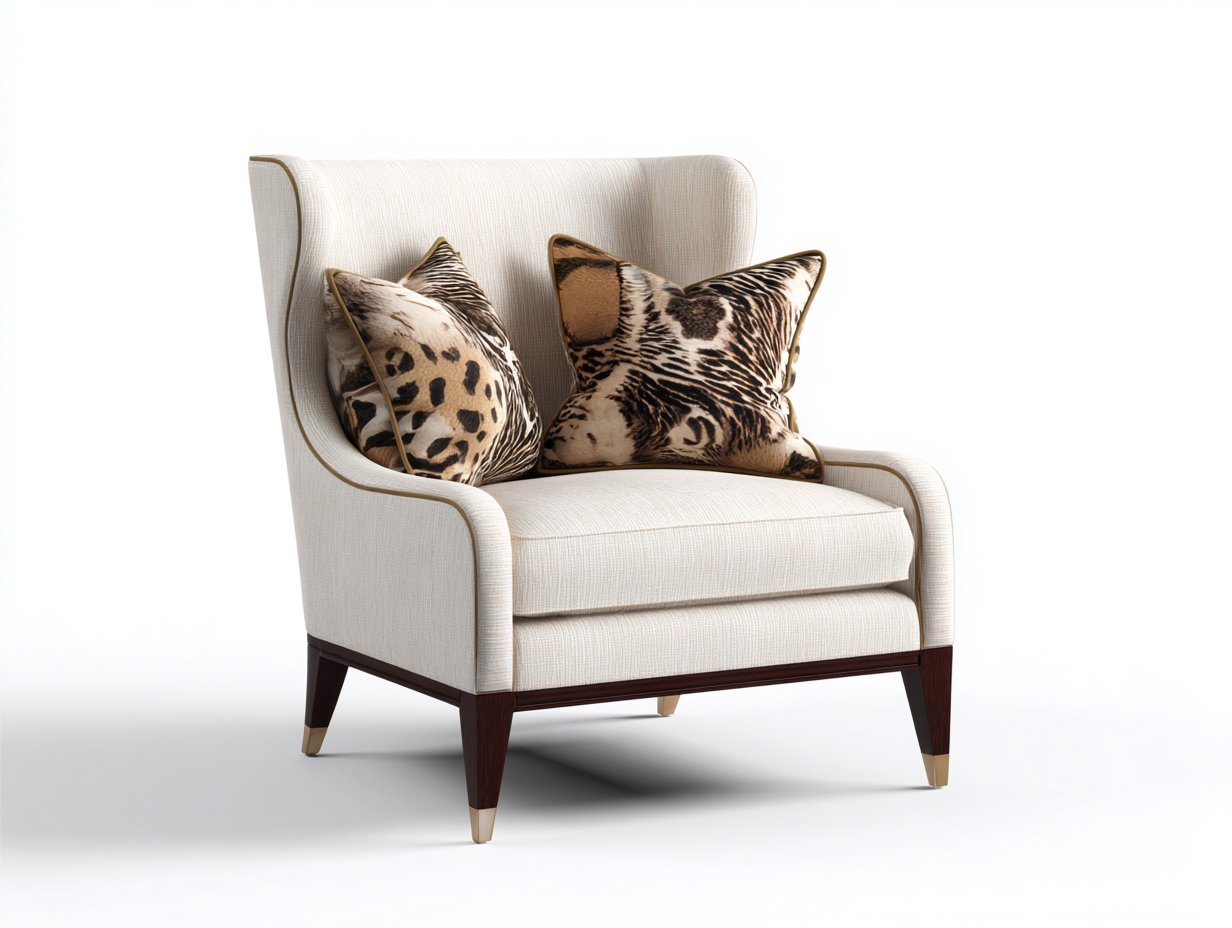Sillones de tela con base de madera 90x78x90 cm - Beige-Madera oscura - diseño clásico para salón-Laviagahome