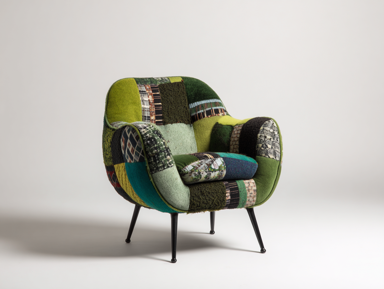 Sillones tela patchwork 88x82x86 cm verde y negro - diseño moderno-Laviagahome