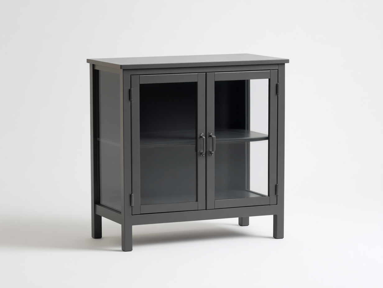 Vitrinas de metal y vidrio 80x35x75 cm - Gris oscuro - diseño moderno para salón-Laviagahome