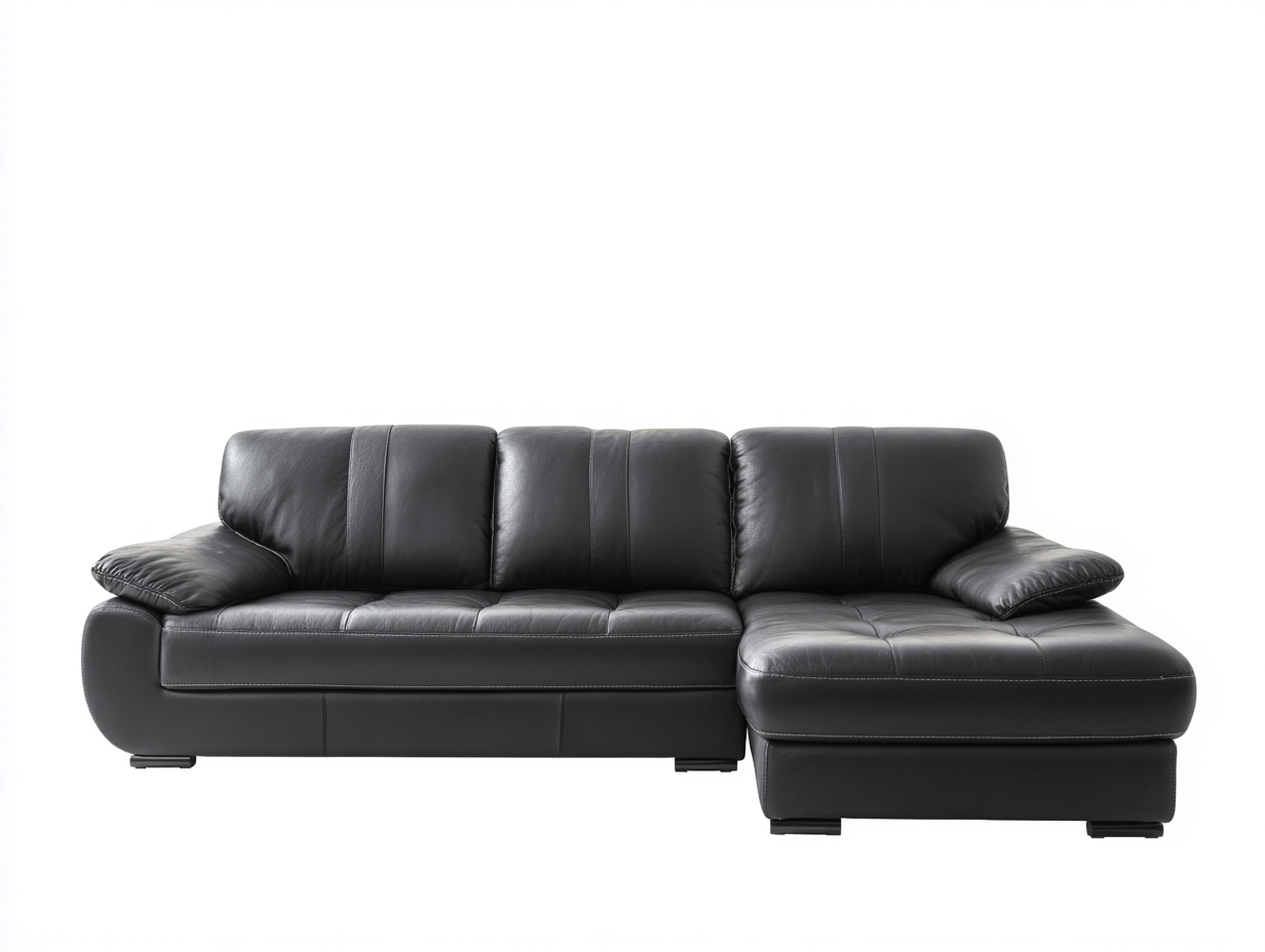 Sofás de esquina tapizados de piel sintética 285x175x84 cm - negro - diseño moderno con chaise longue-Laviagahome