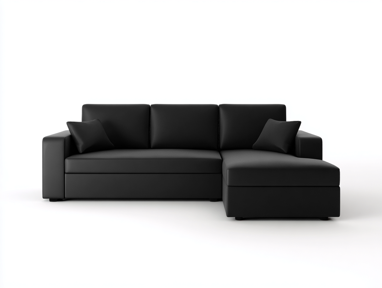 Sofás de esquina cuero sintético 255x165x84 cm negro - diseño minimalista-Laviagahome