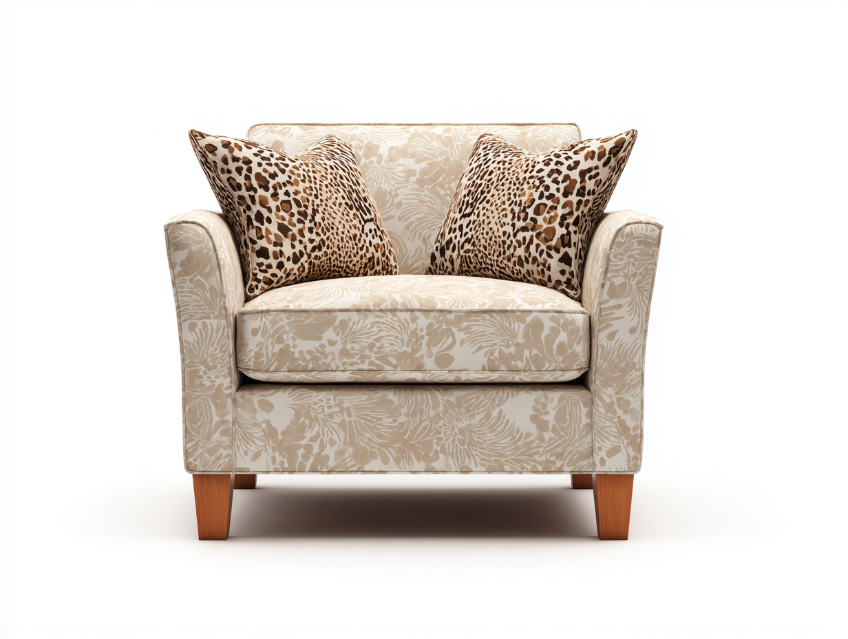 Sillones tapizados 88x80x84 cm - beige-marrón - diseño estampado para salón-Laviagahome