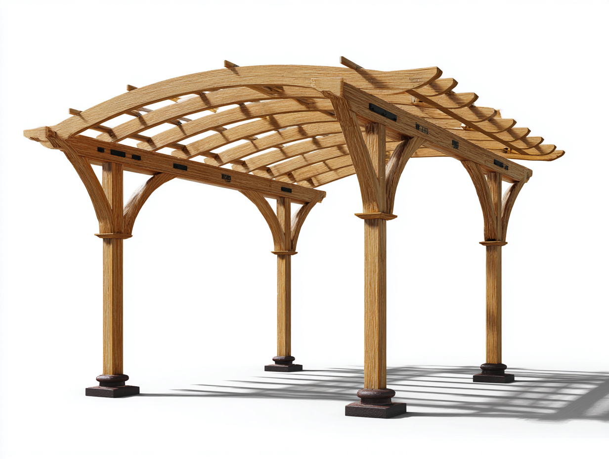 Pérgola de jardín 360x300x240 cm - madera marrón - diseño arqueado para terraza-Laviagahome